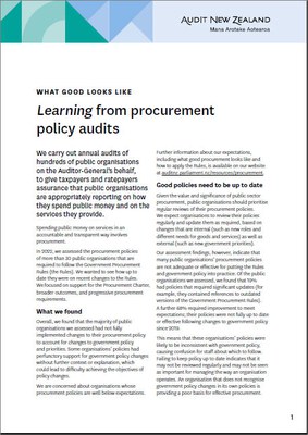 What good looks like: Learning from procurement policy audits (first page)